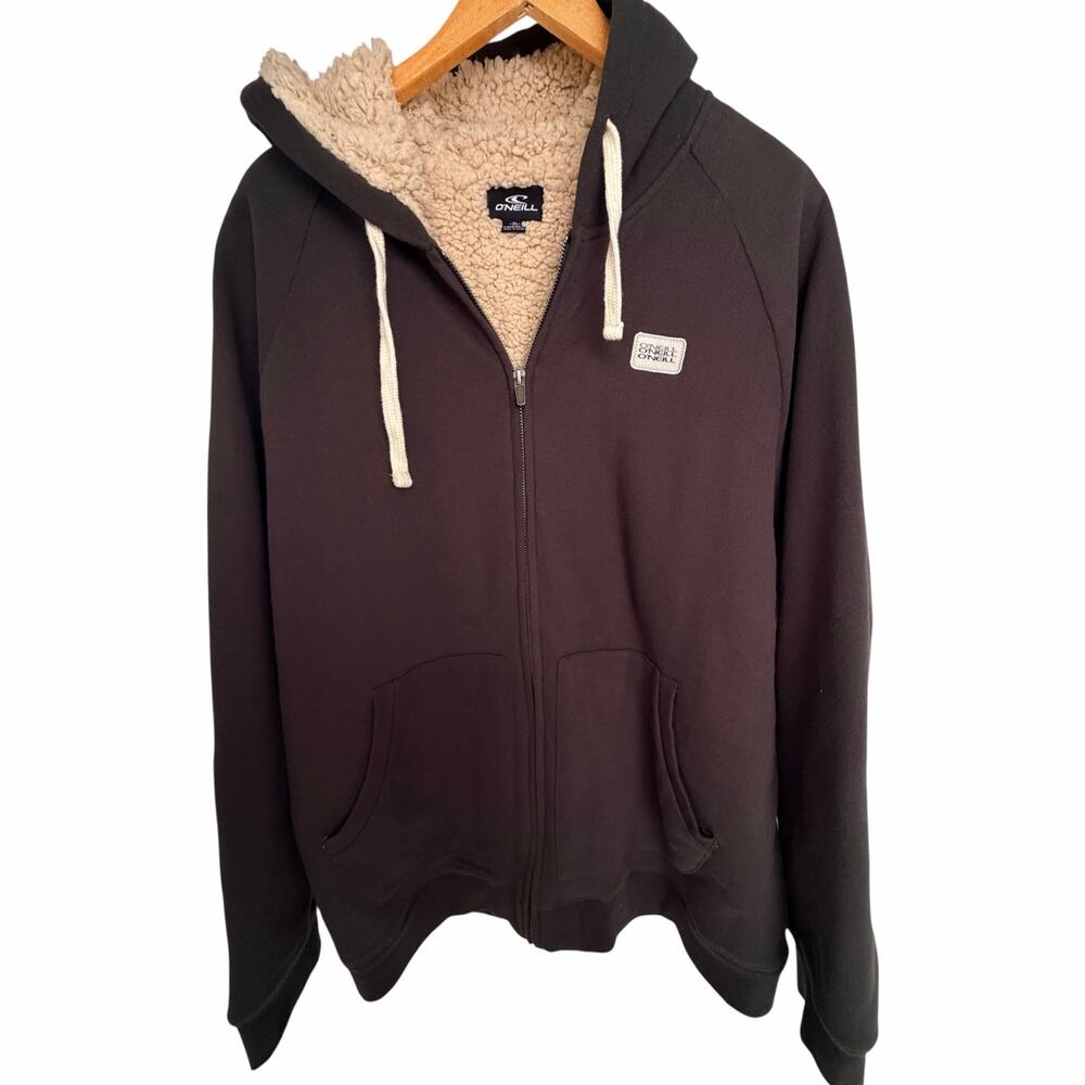 O'Neill Sherpa Lined Full Zip Hoodie Mens XL Black Fleece